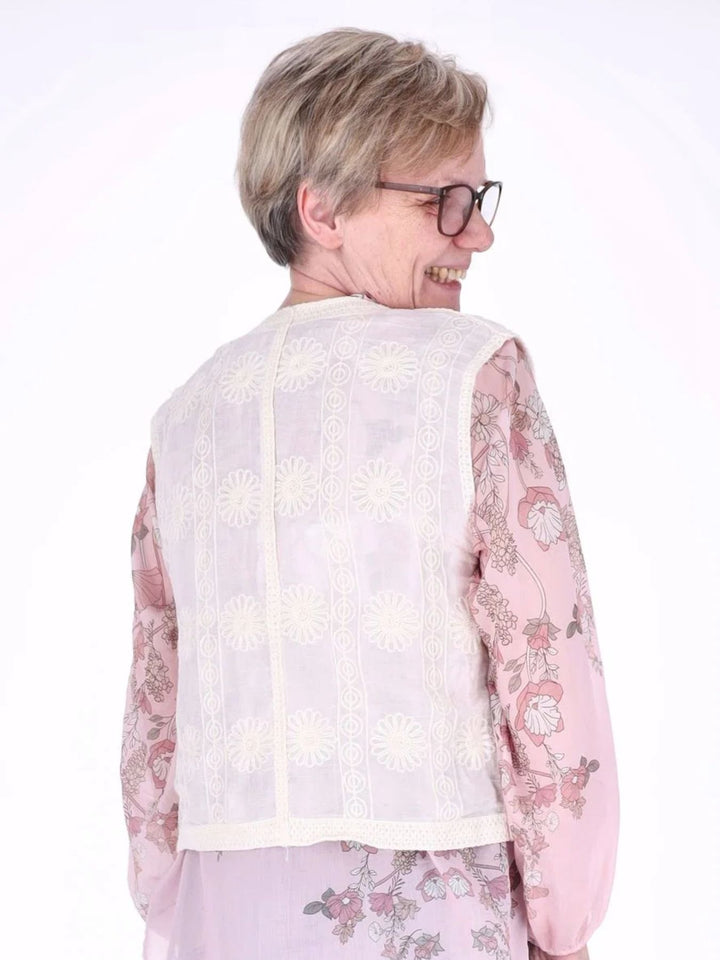 Damen Weste im Boho-Stil mit Stickerei & V-Ausschnitt
