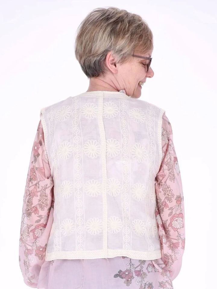 Damen Weste im Boho-Stil mit Stickerei & V-Ausschnitt