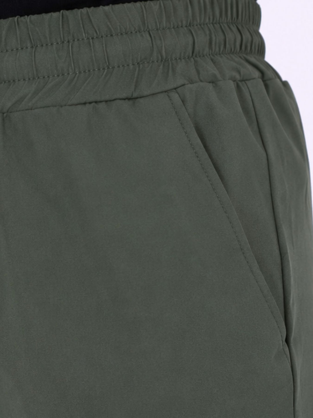 Khaki Damenhose mit Umschlag & elastischem Bund