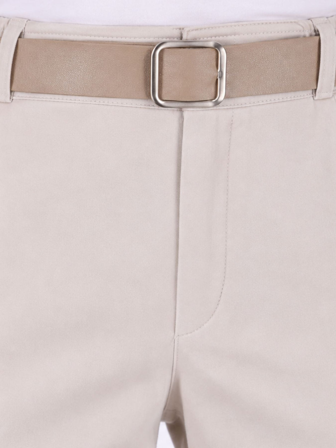 Beige Damen-Sommerhose mit weitem Bein & Gürtel – bequem & chic