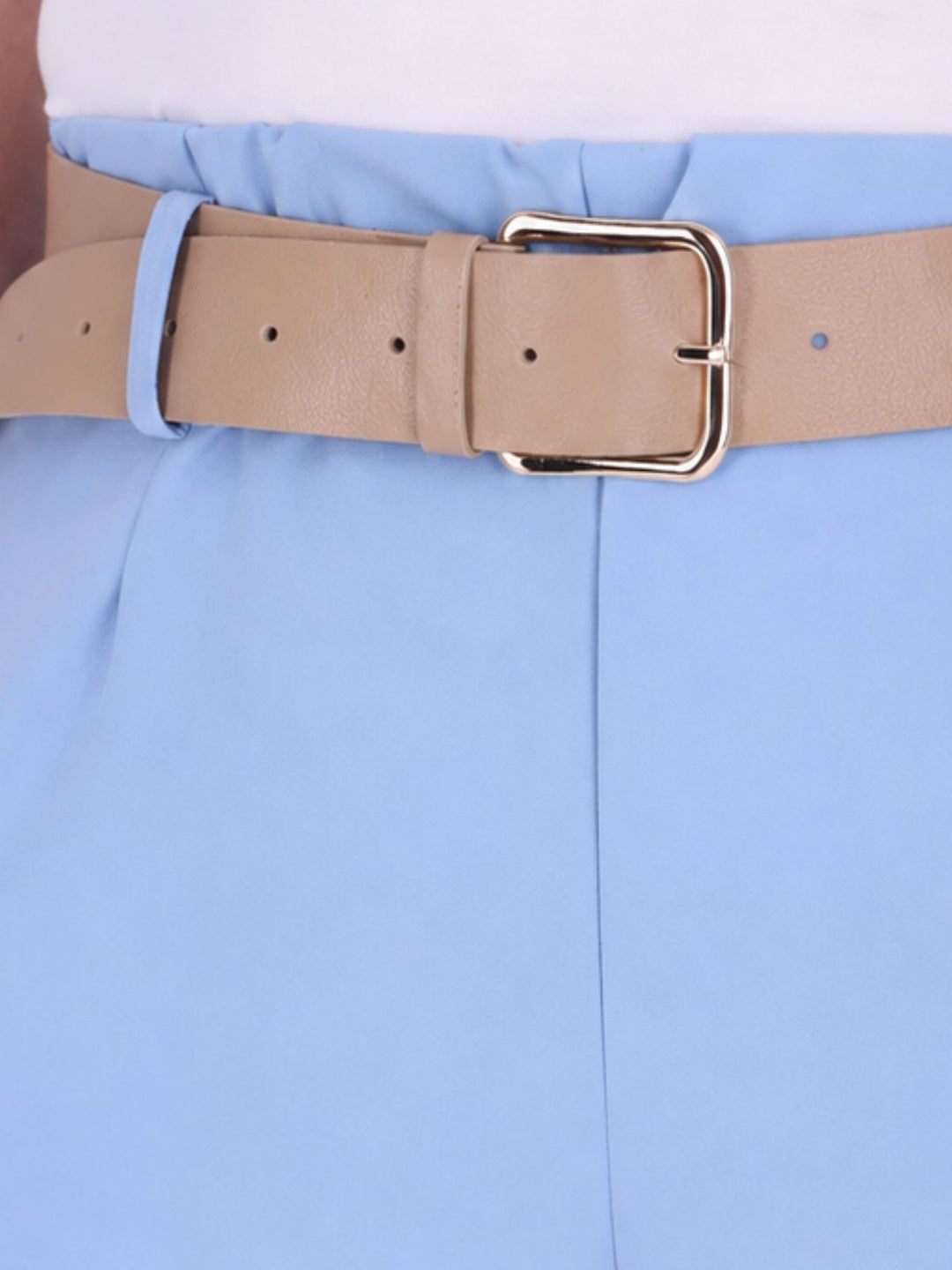 Blaue Damen-Sommerhose mit weitem Bein & Gürtel – bequem & chic