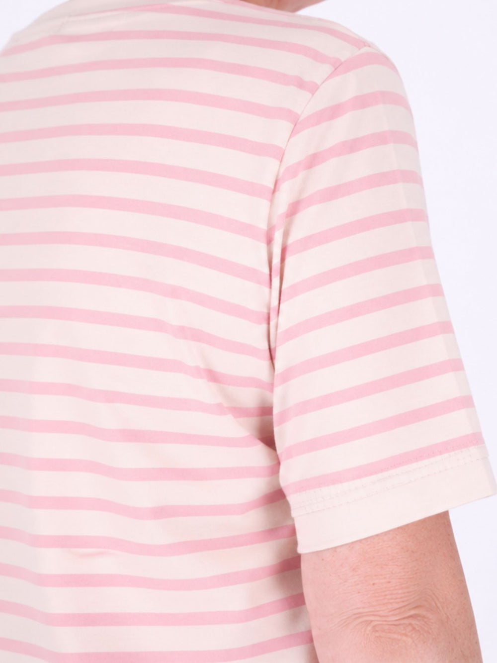 Rosa Damen T-Shirt mit Ringelmuster & Rundhalsausschnitt