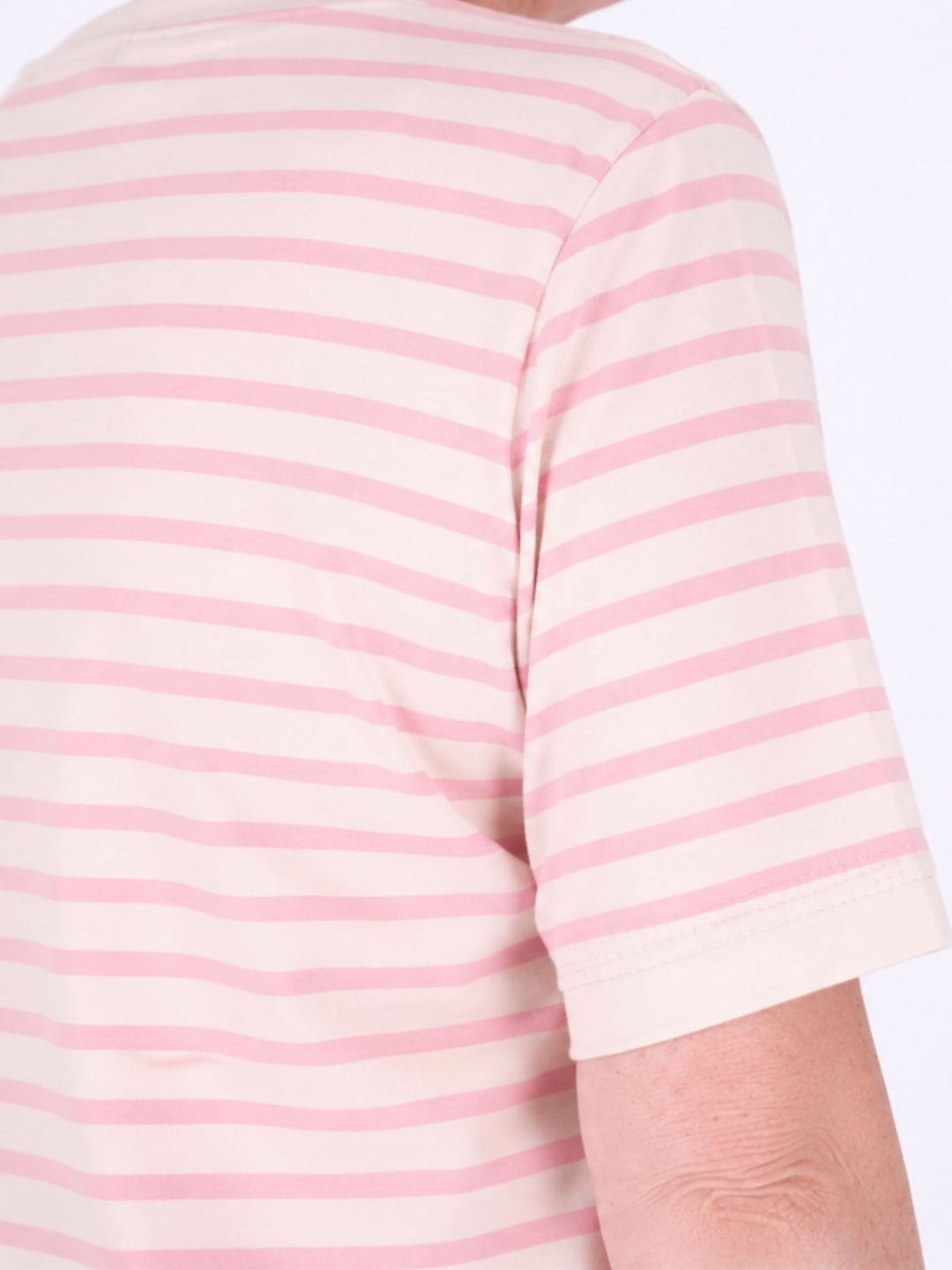 Rosa Damen T-Shirt mit Ringelmuster & Rundhalsausschnitt
