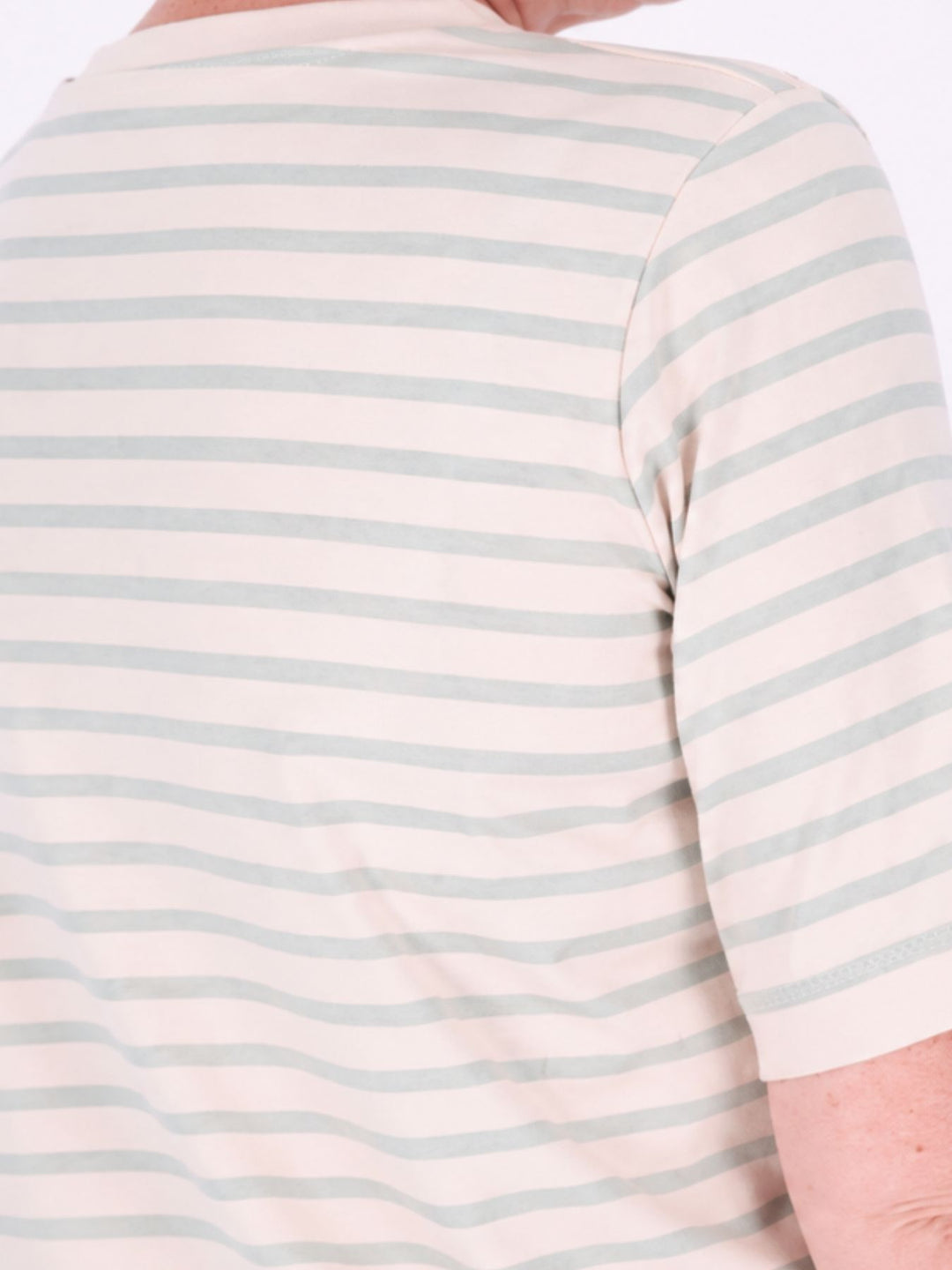 Grünes Damen T-Shirt mit Ringelmuster & Rundhalsausschnitt