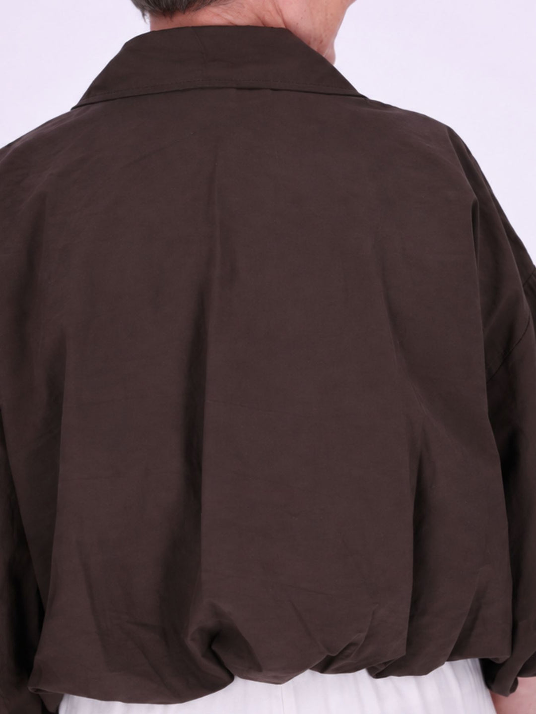 Braune Damenjacke mit Ballonärmeln & 3/4-Arm