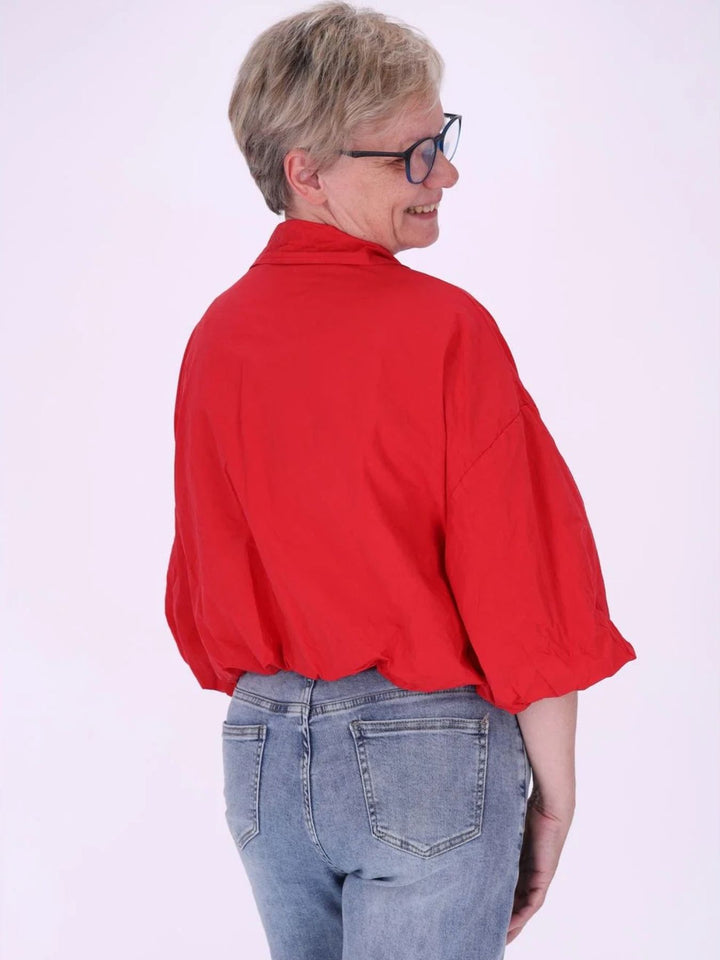 Rote Damenjacke mit Ballonärmeln & 3/4-Arm