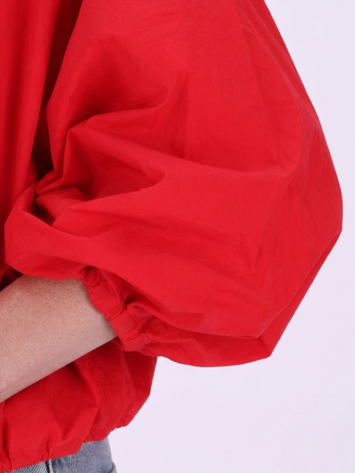 Rote Damenjacke mit Ballonärmeln & 3/4-Arm