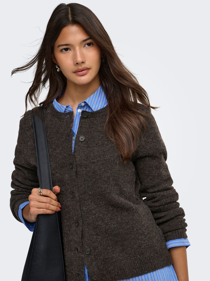 Damen Strickjacke in Mole Melange mit Knopfleiste von Only