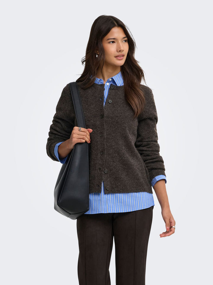 Damen Strickjacke in Mole Melange mit Knopfleiste von Only