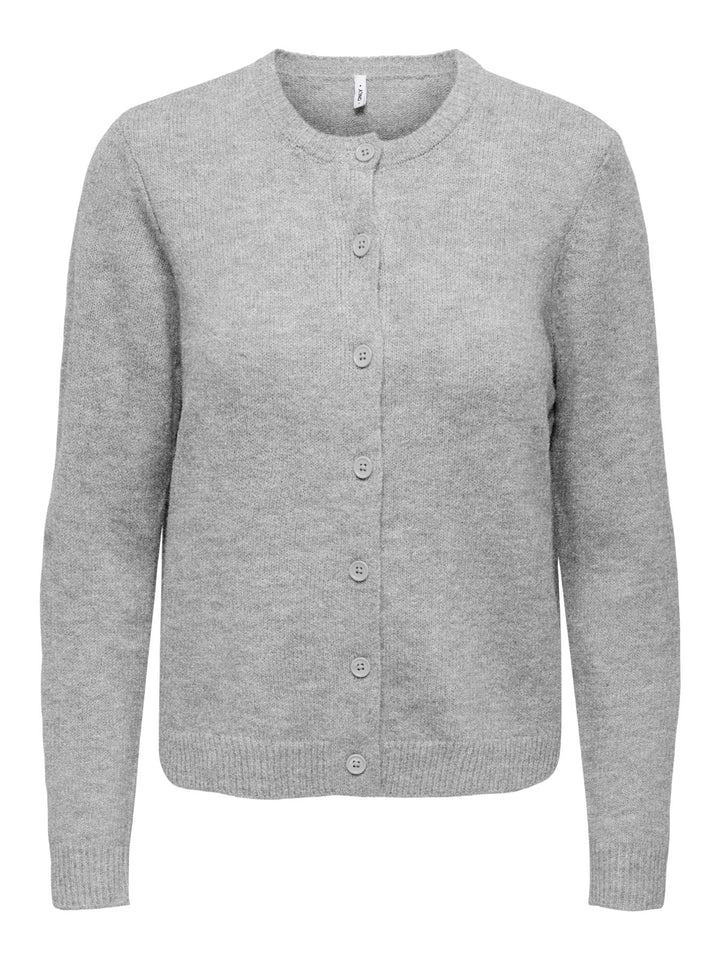 Damen Strickjacke in Light Grey Melange mit Knopfleiste von Only