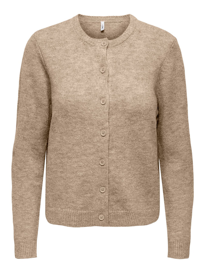 Damen Strickjacke in Humus Melange mit Knopfleiste von Only