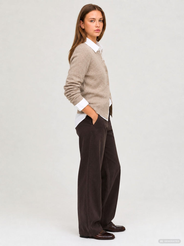 Damen Strickjacke in Humus Melange mit Knopfleiste von Only
