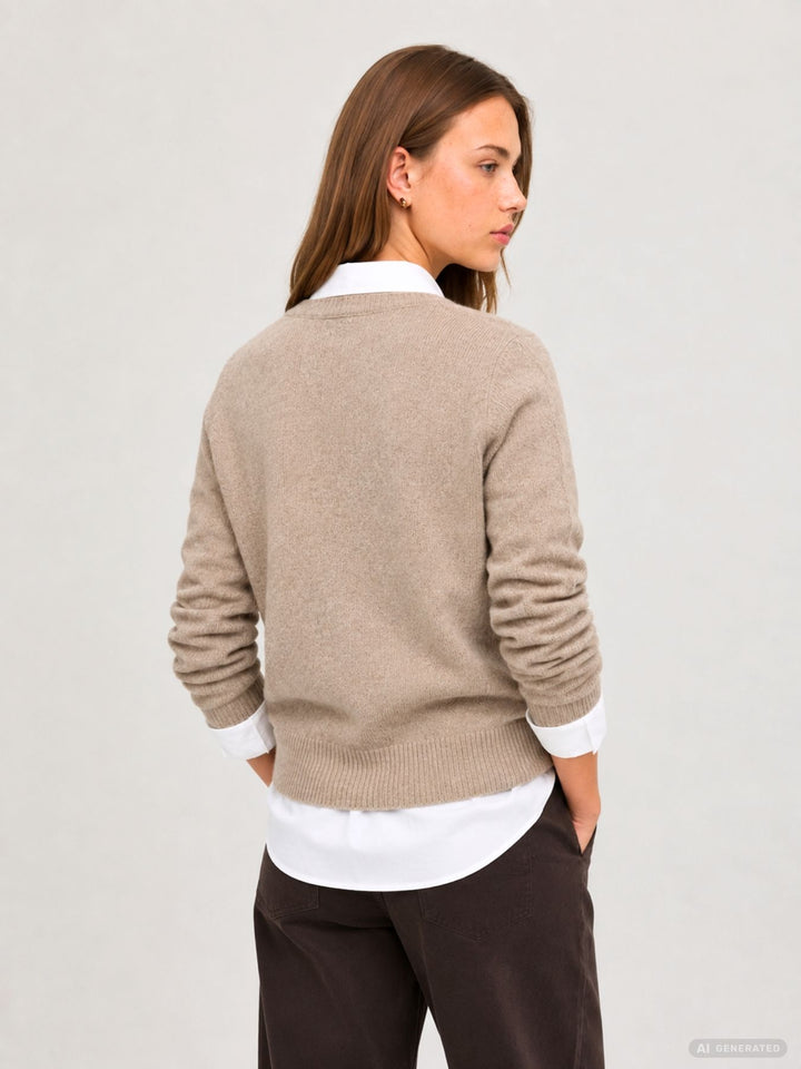 Damen Strickjacke in Humus Melange mit Knopfleiste von Only