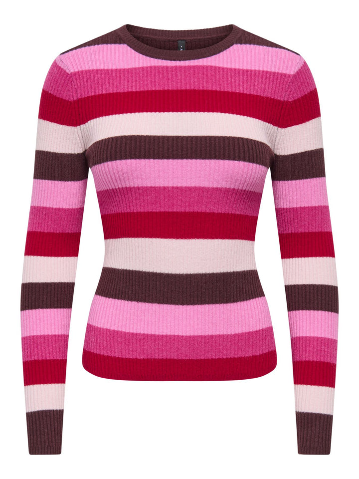 Damen Strickpullover in Fudge mit Fuchsia-Akzenten von Only