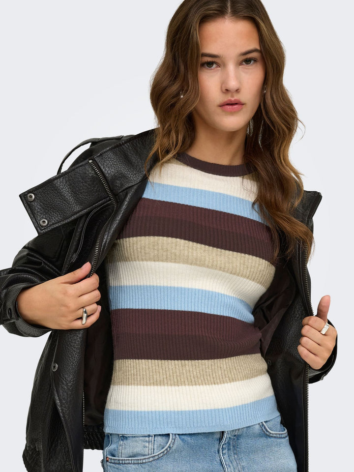 Damen Strickpullover in Coffee Bean, Humus & Birch von Only