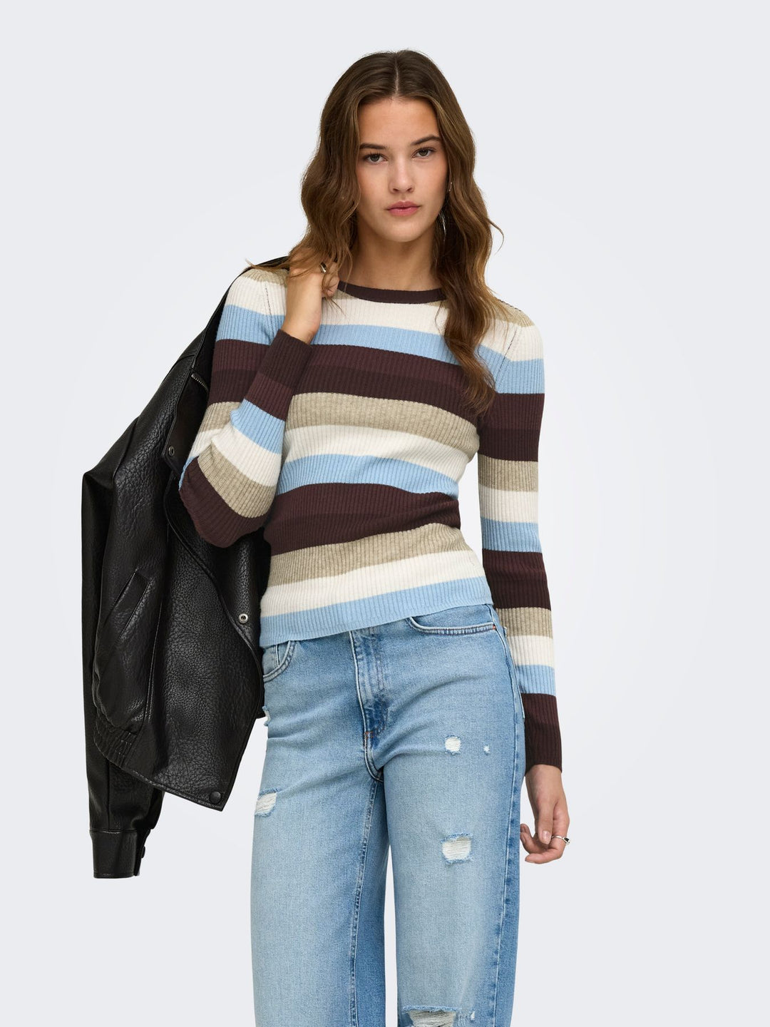 Damen Strickpullover in Coffee Bean, Humus & Birch von Only