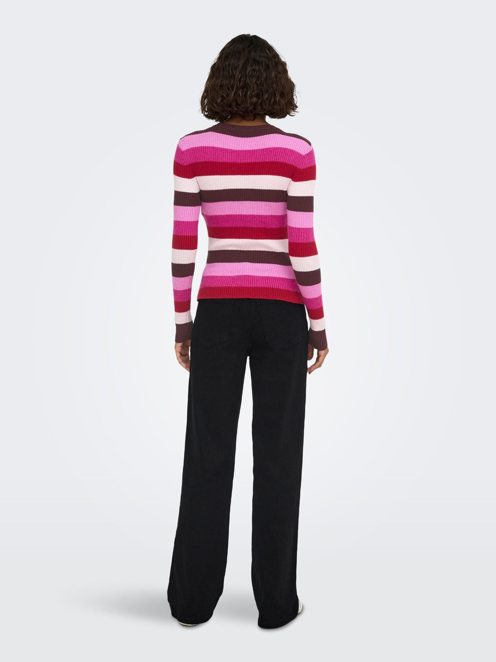 Damen Strickpullover in Fudge mit Fuchsia-Akzenten von Only