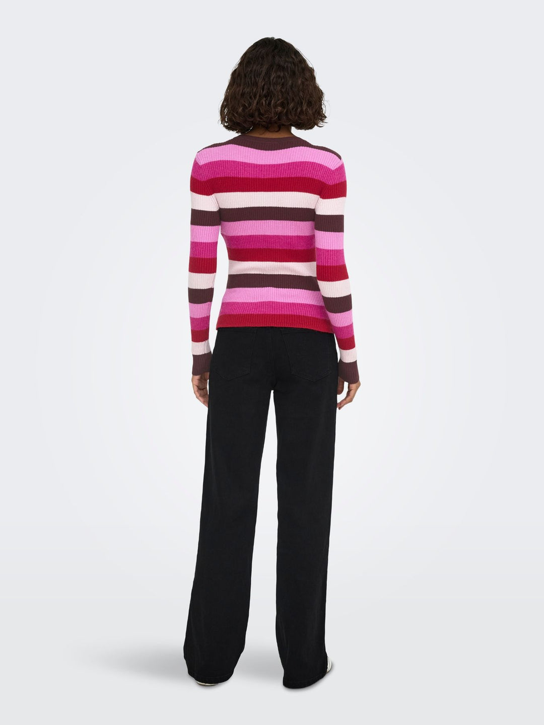 Damen Strickpullover in Fudge mit Fuchsia-Akzenten von Only