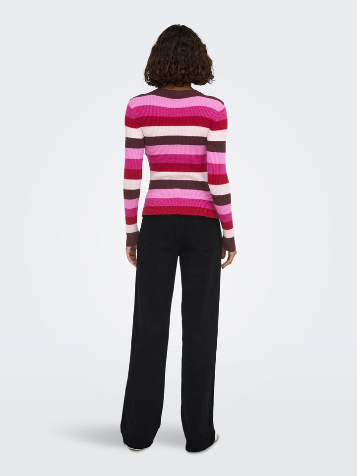 Damen Strickpullover in Fudge mit Fuchsia-Akzenten von Only