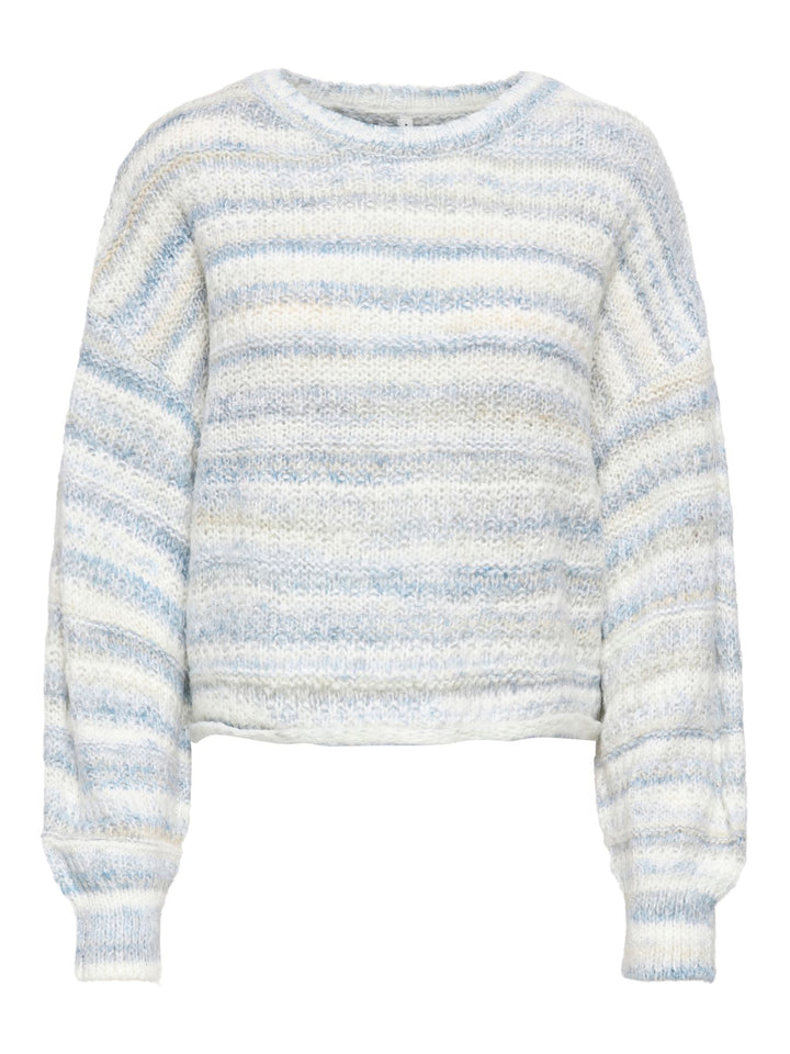 Damen Strickpullover in Cloud Dancer & Windward Blue von Only