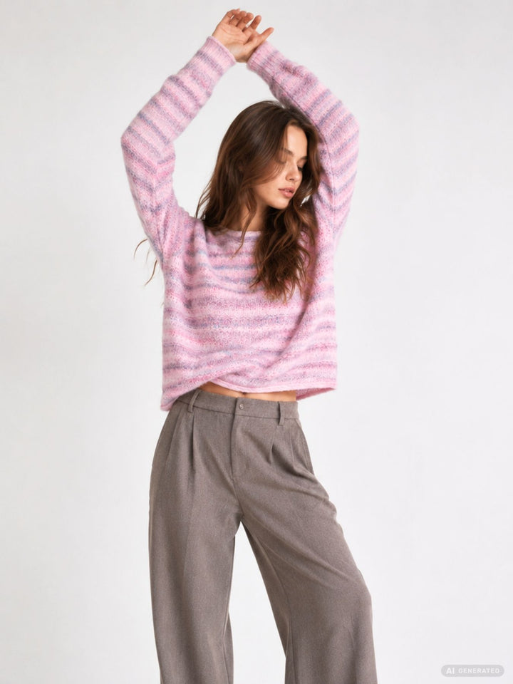 Damen Strickpullover in Cyclamen Space Dyed von Only