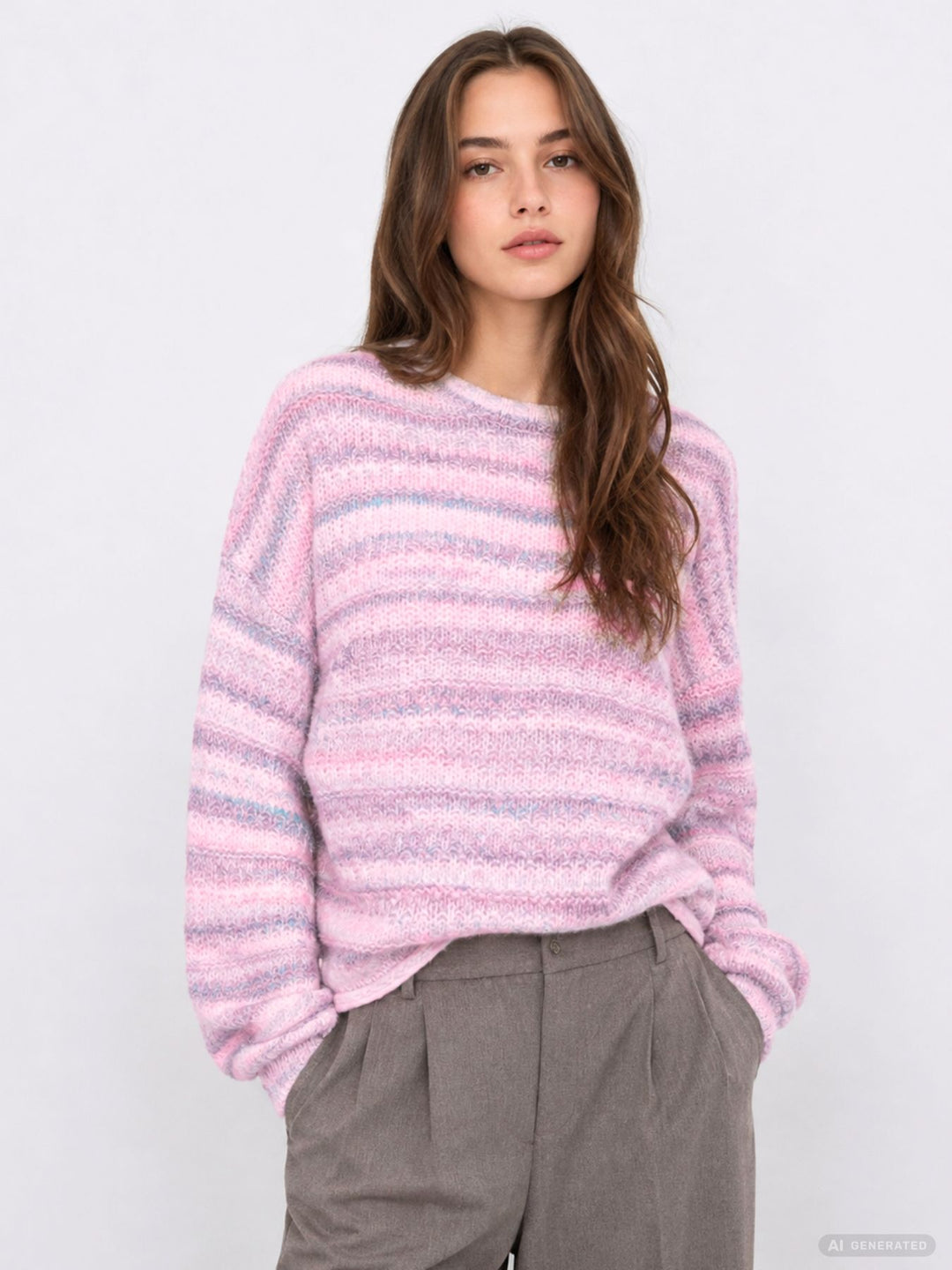 Damen Strickpullover in Cyclamen Space Dyed von Only