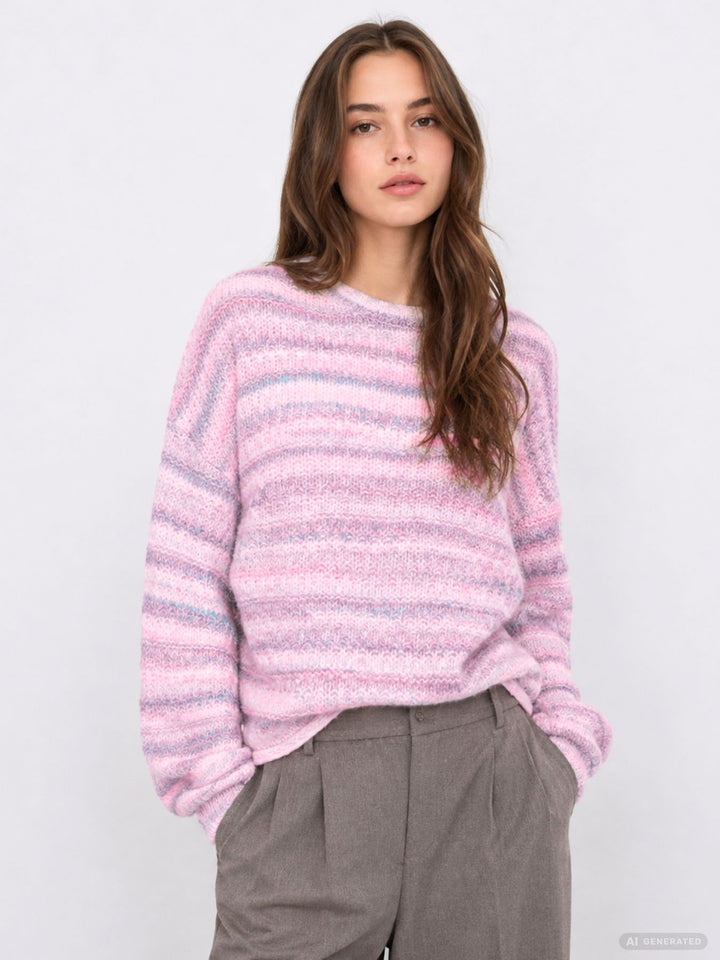 Damen Strickpullover in Cyclamen Space Dyed von Only