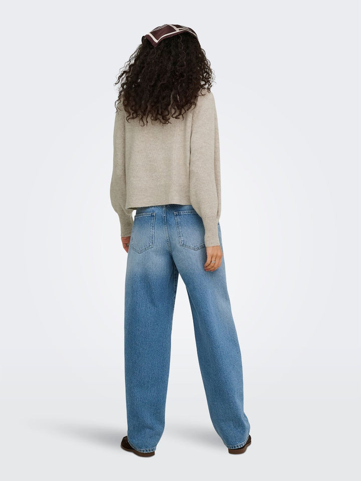 Damen Rollkragen-Strickpullover in Humus Melange von Only