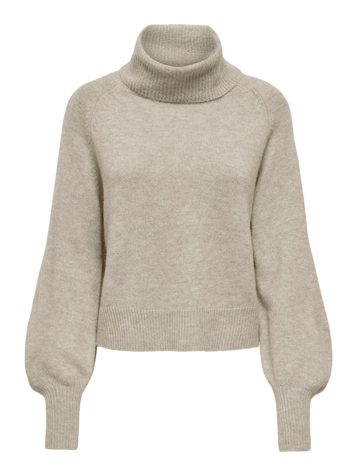 Damen Rollkragen-Strickpullover in Humus Melange von Only