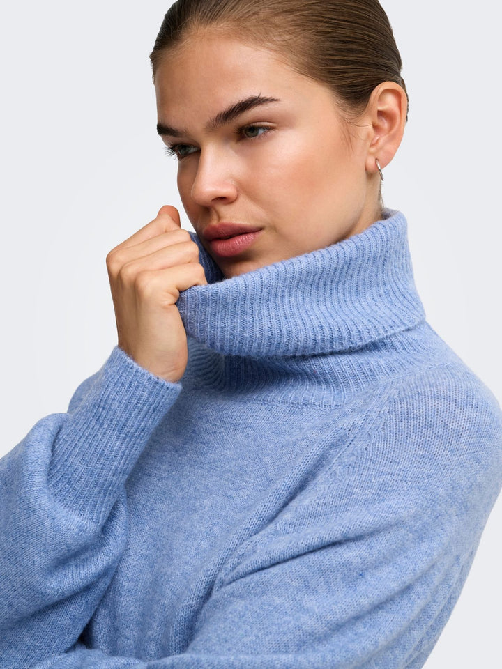 Damen Rollkragen-Strickpullover in High Tide Melange von Only