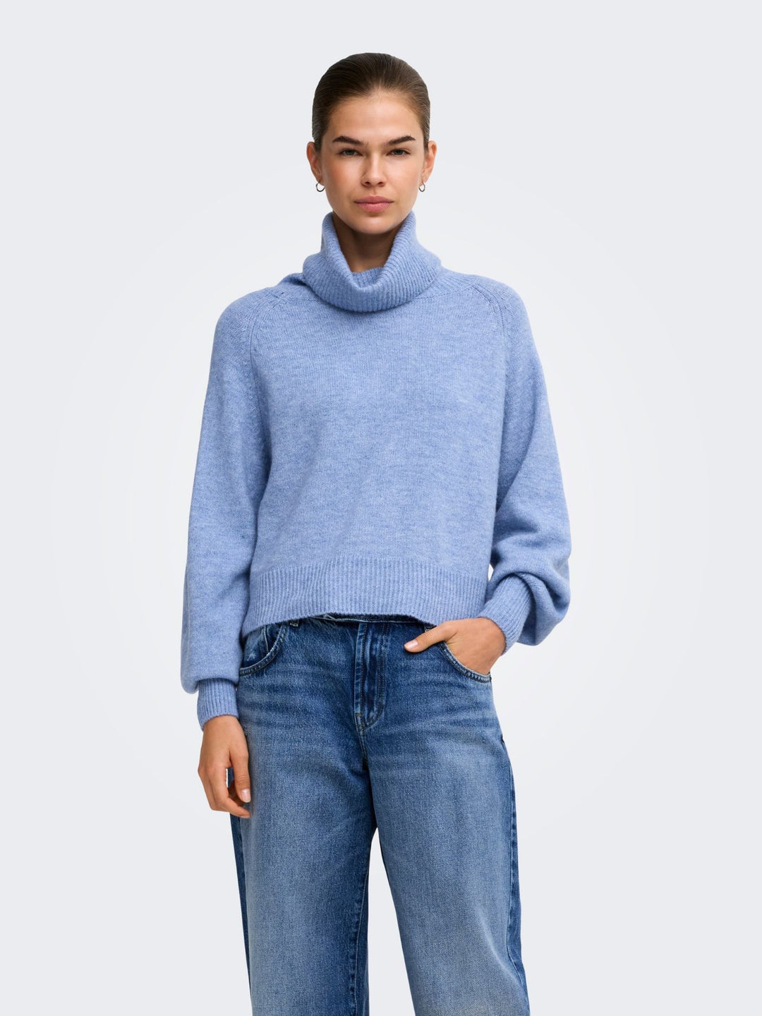 Damen Rollkragen-Strickpullover in High Tide Melange von Only