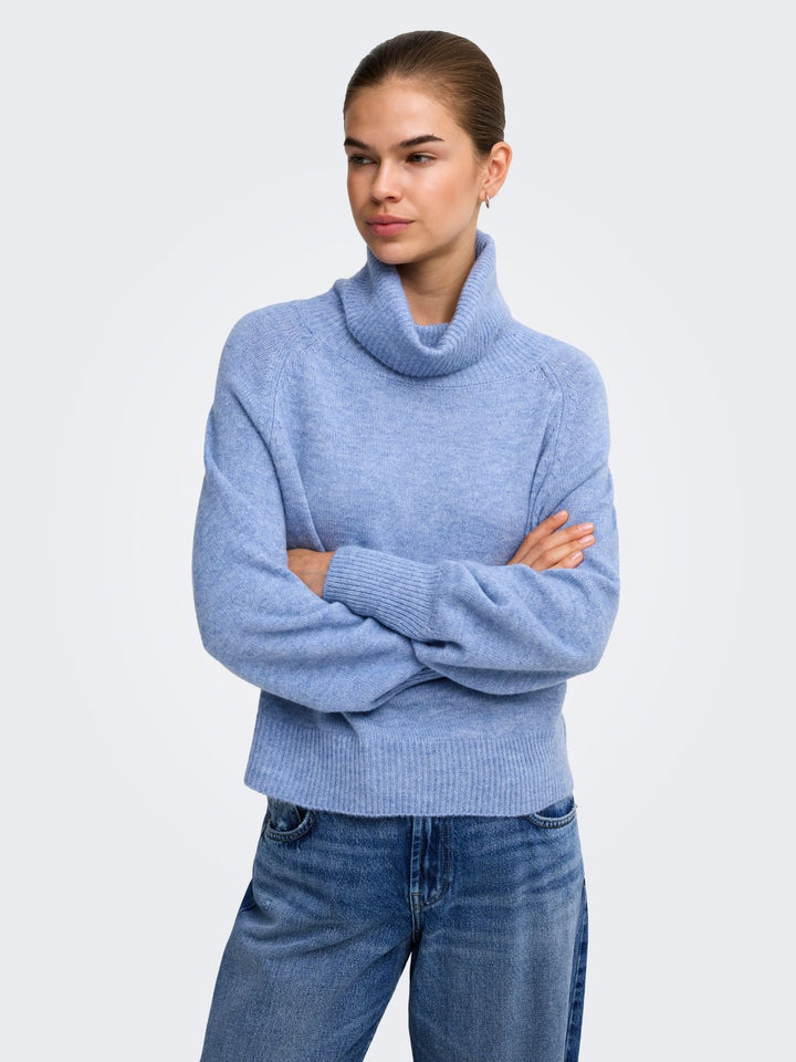 Damen Rollkragen-Strickpullover in High Tide Melange von Only
