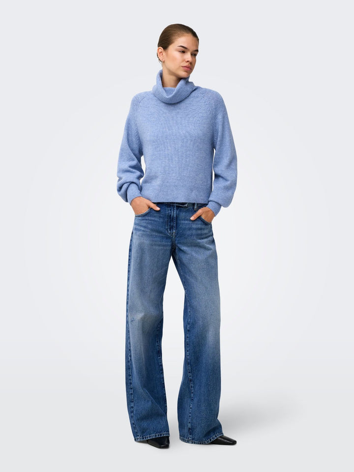 Damen Rollkragen-Strickpullover in High Tide Melange von Only