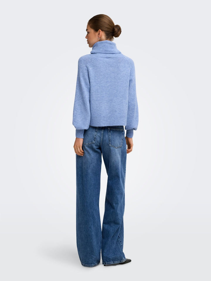 Damen Rollkragen-Strickpullover in High Tide Melange von Only