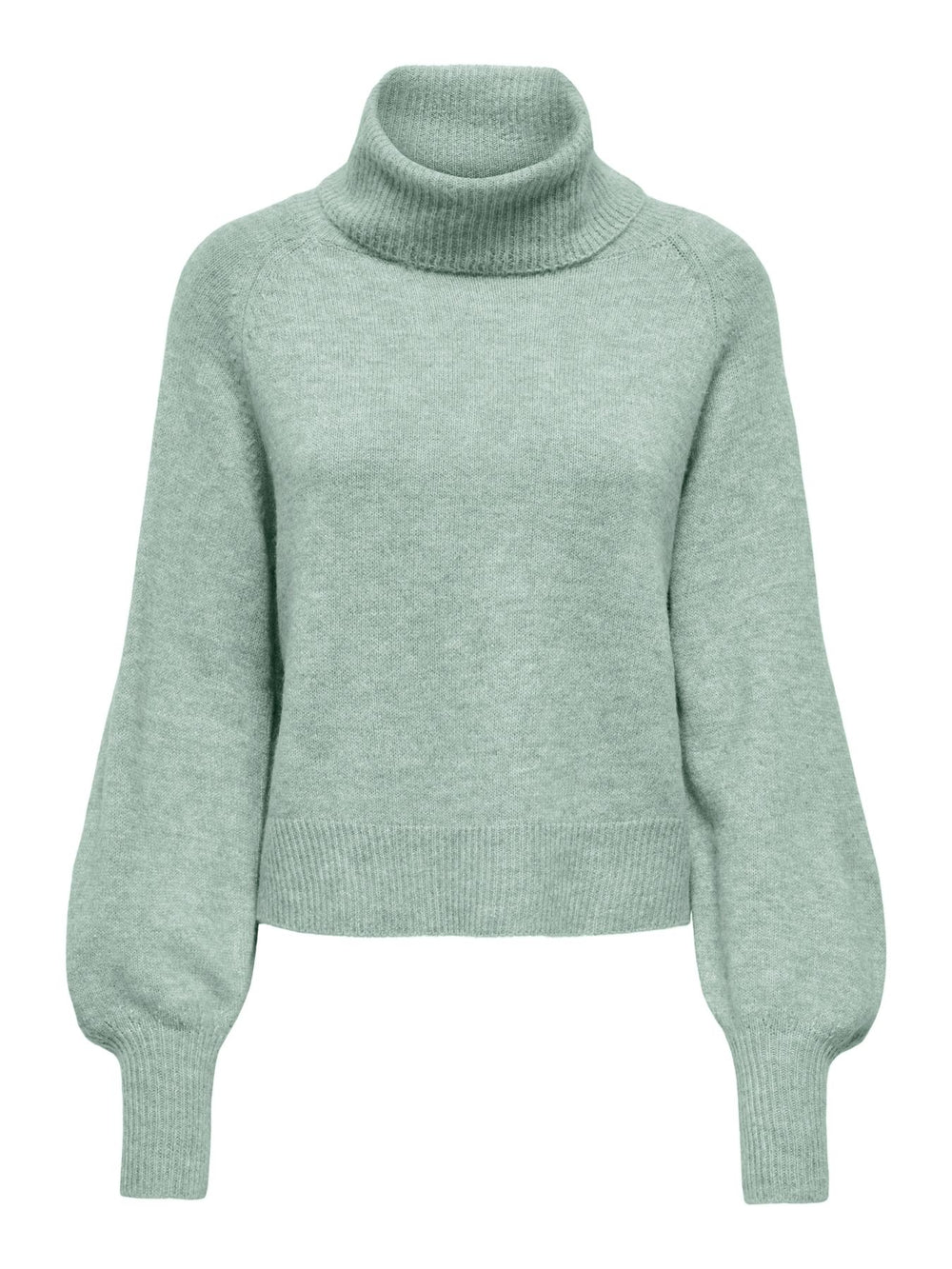 Damen Rollkragen-Strickpullover in Aqua Gray Melange von Only