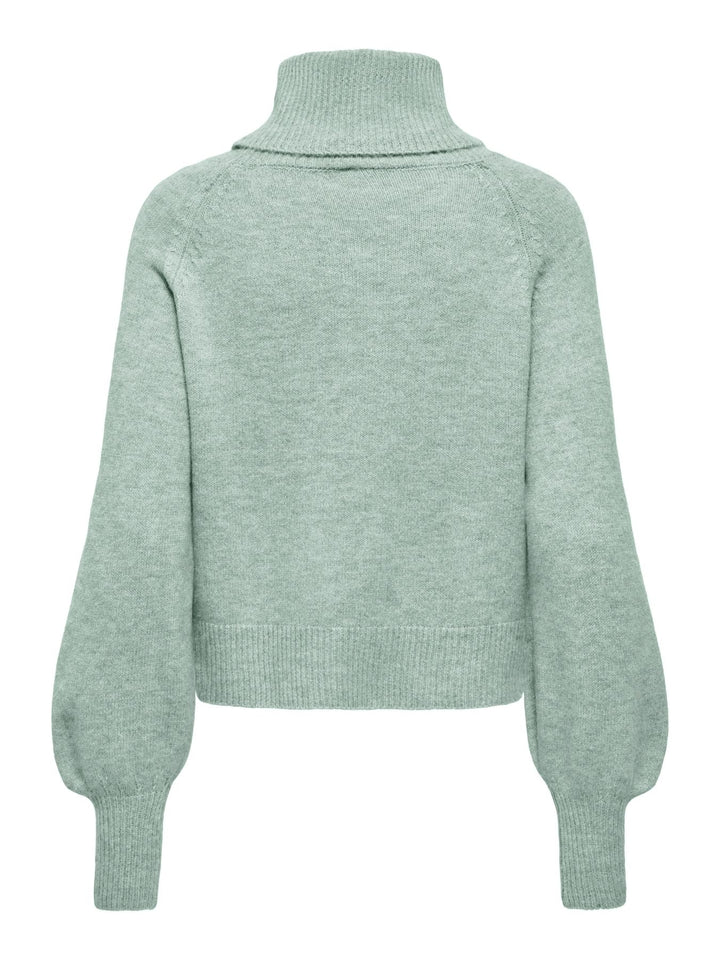 Damen Rollkragen-Strickpullover in Aqua Gray Melange von Only