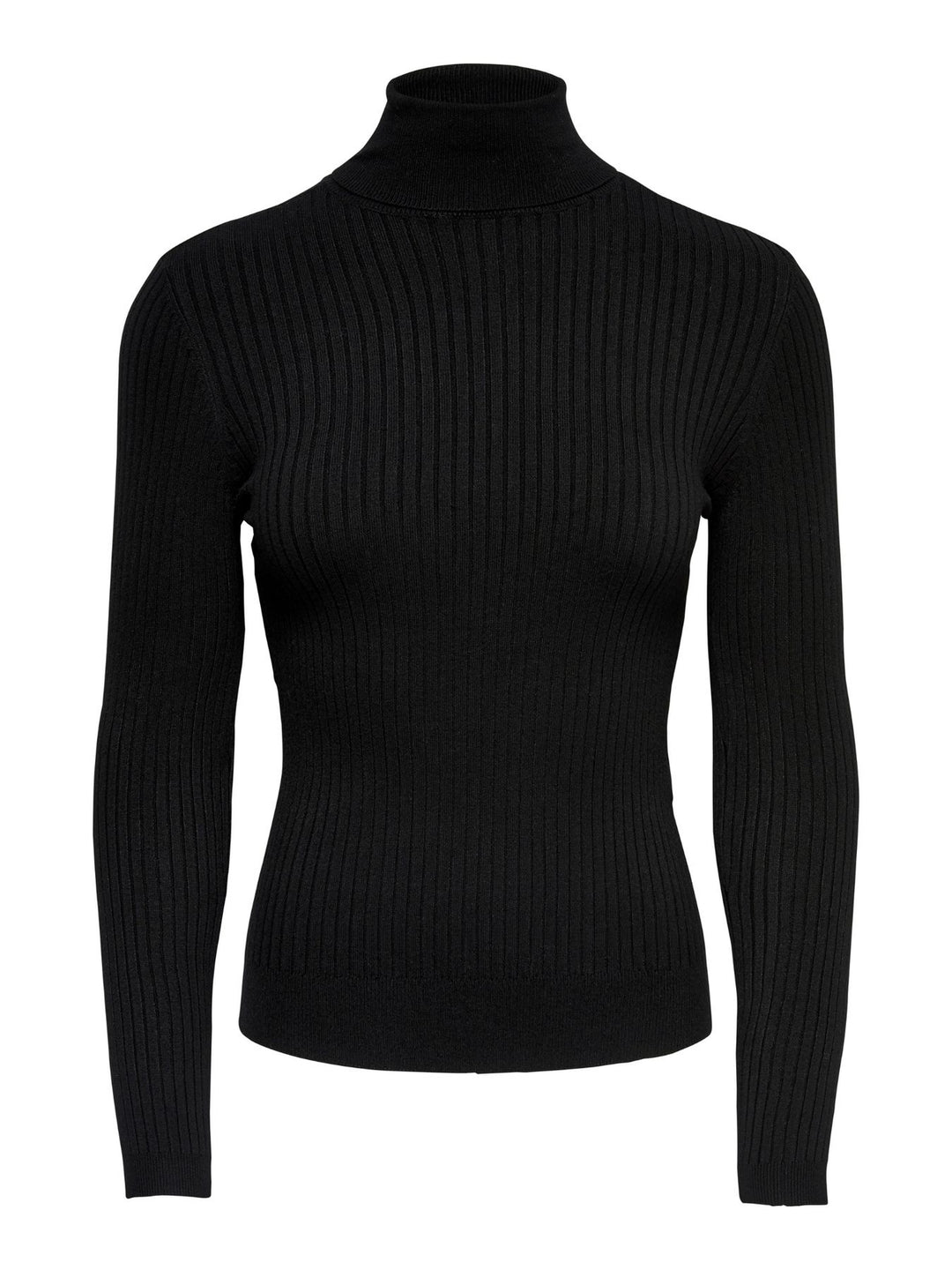 Schwarzer Damen Rollkragen-Strickpullover mit feinen Streifen von Only