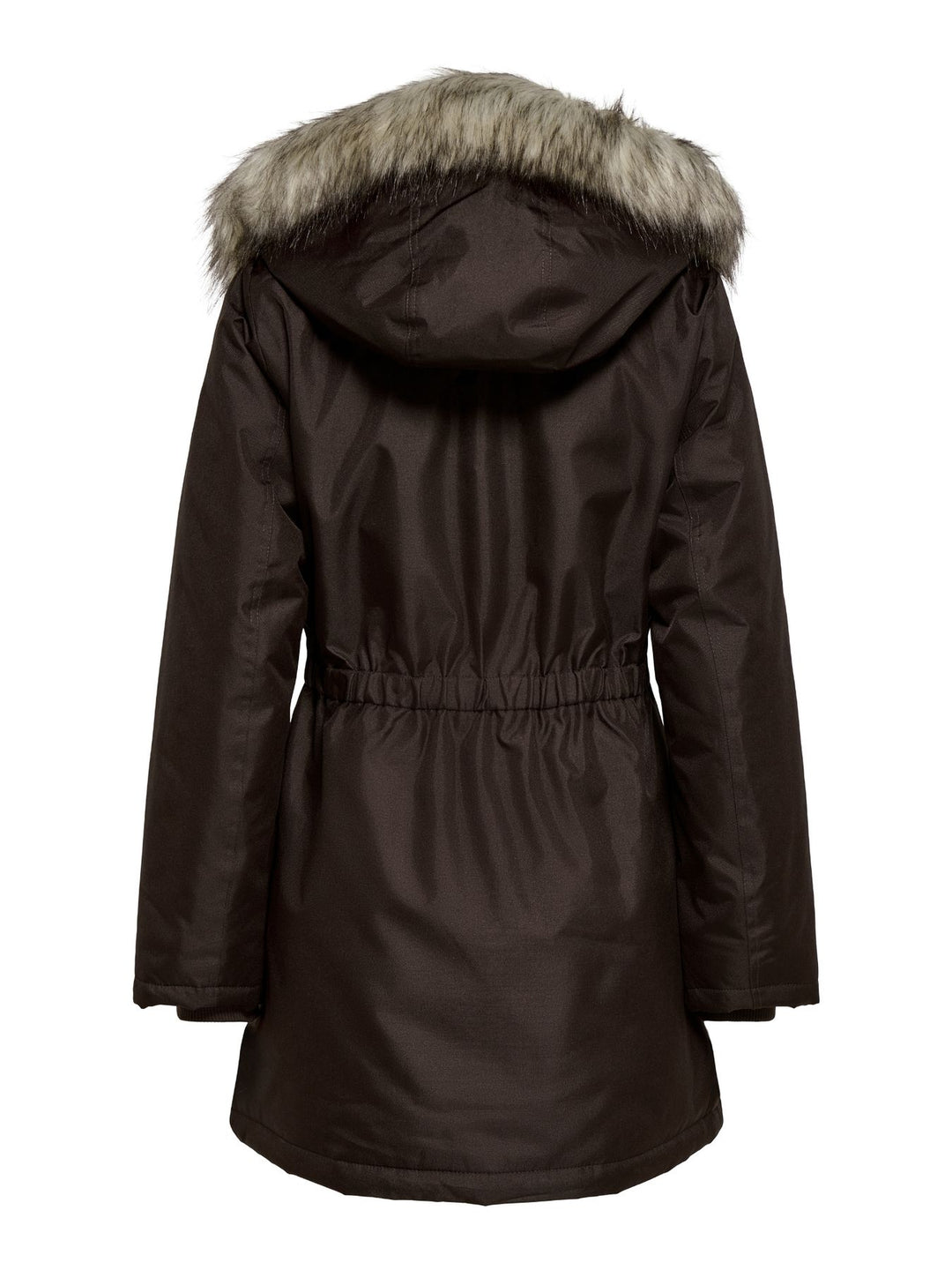 Brauner Damen Parka mit Kapuze & abnehmbarem Kunstfellrand
