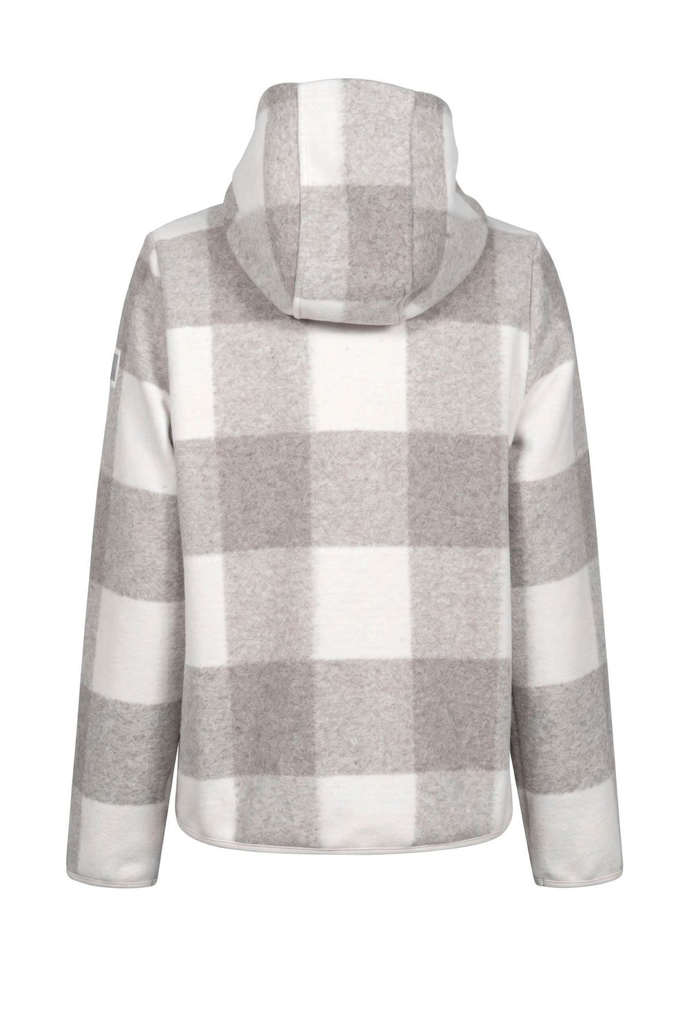 Damen Übergangsjacke in Wolloptik mit Karomuster & Kapuze