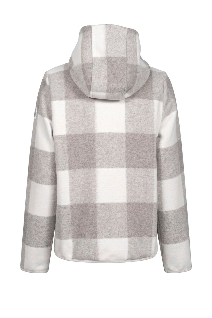 Damen Übergangsjacke in Wolloptik mit Karomuster & Kapuze
