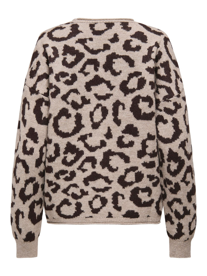 Damen Strickpullover mit Rundhalsausschnitt & tief angesetzten Schultern in Braun