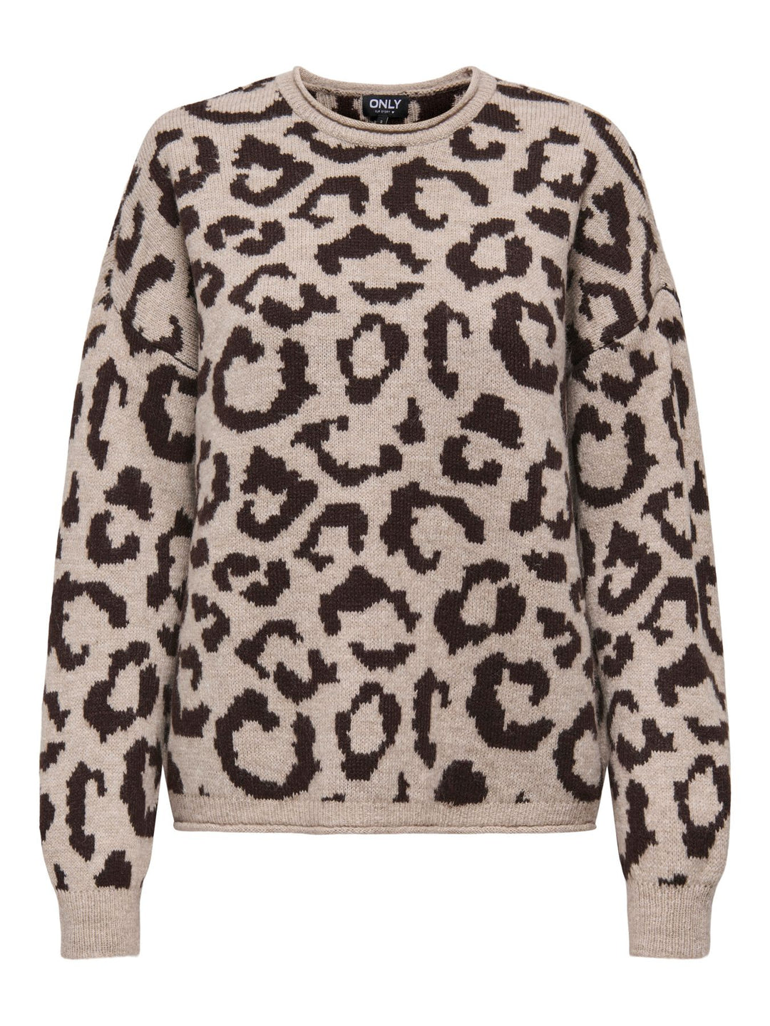 Damen Strickpullover mit Rundhalsausschnitt & tief angesetzten Schultern in Braun