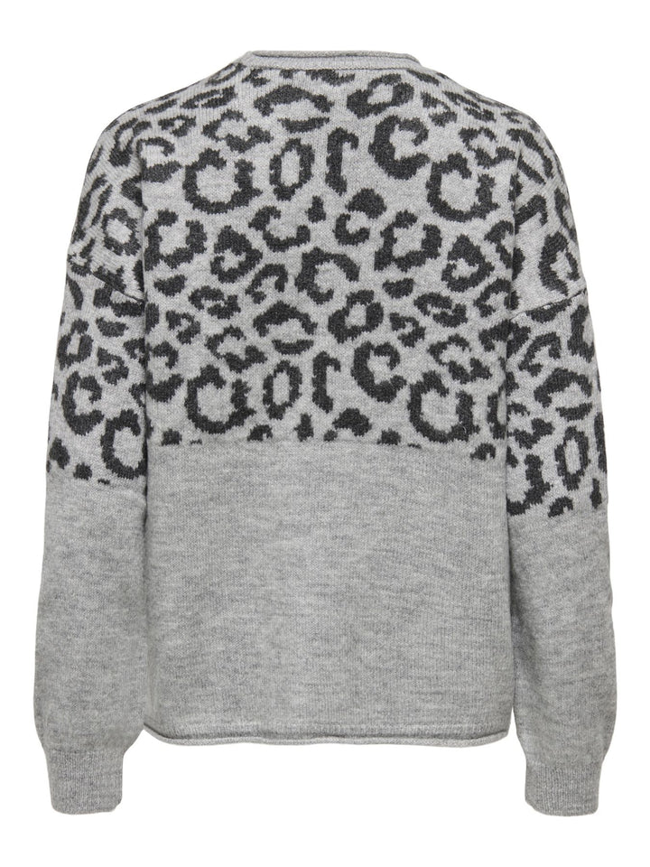 Damen Strickpullover mit Rundhalsausschnitt & tief angesetzten Schultern in Grau