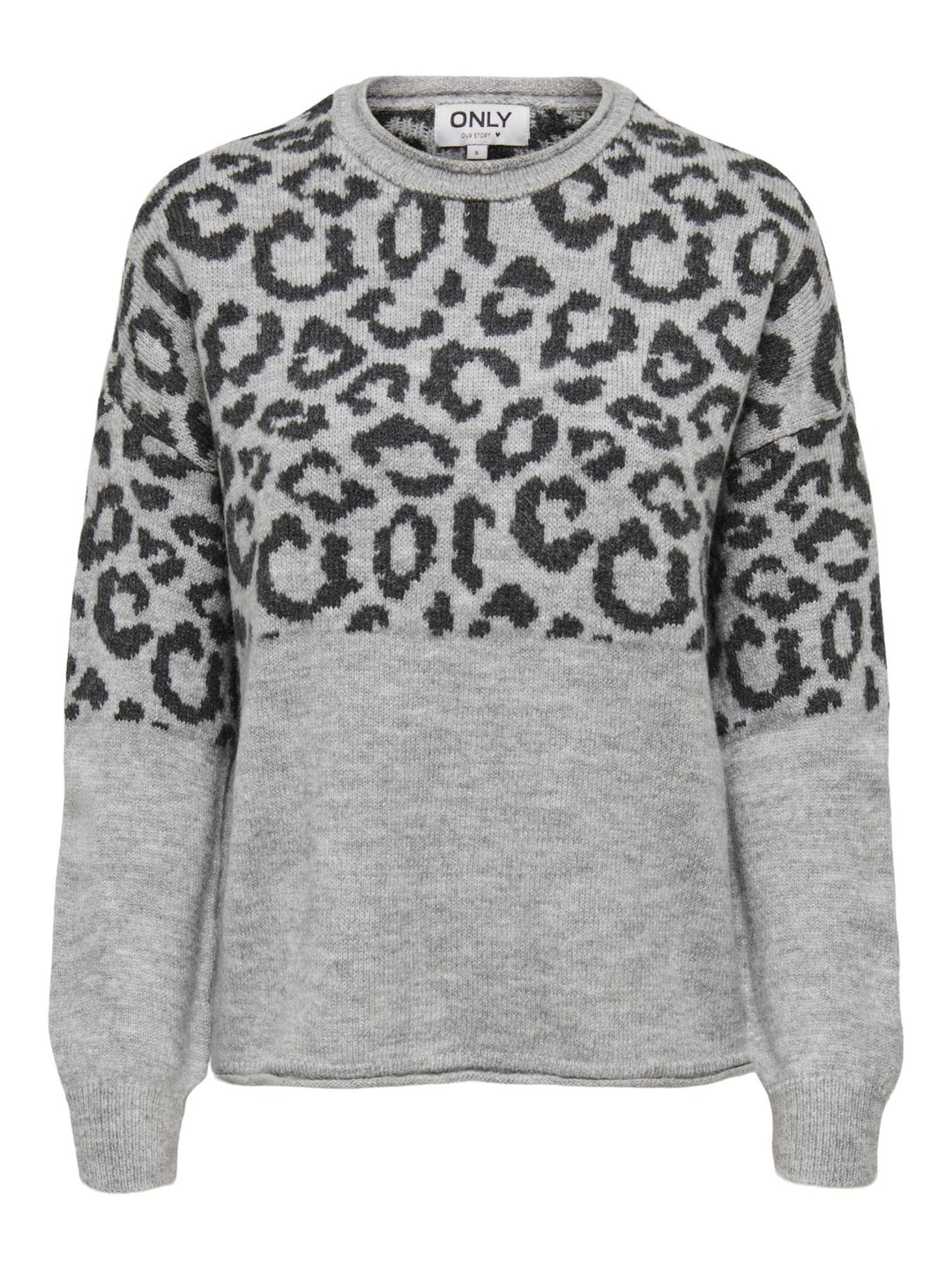Damen Strickpullover mit Rundhalsausschnitt & tief angesetzten Schultern in Grau