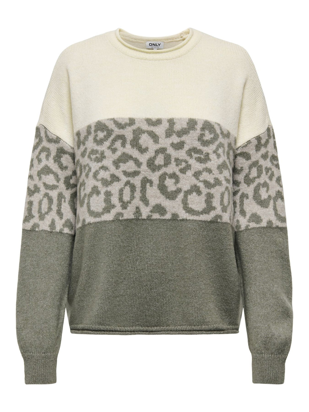 Damen Strickpullover mit Rundhalsausschnitt & tief angesetzten Schultern in Grün