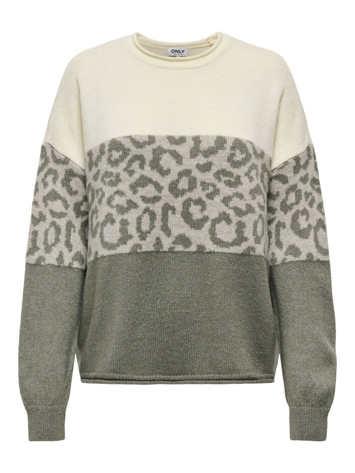 Damen Strickpullover mit Rundhalsausschnitt & tief angesetzten Schultern in Grün