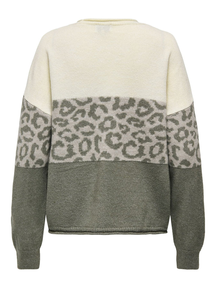 Damen Strickpullover mit Rundhalsausschnitt & tief angesetzten Schultern in Grün