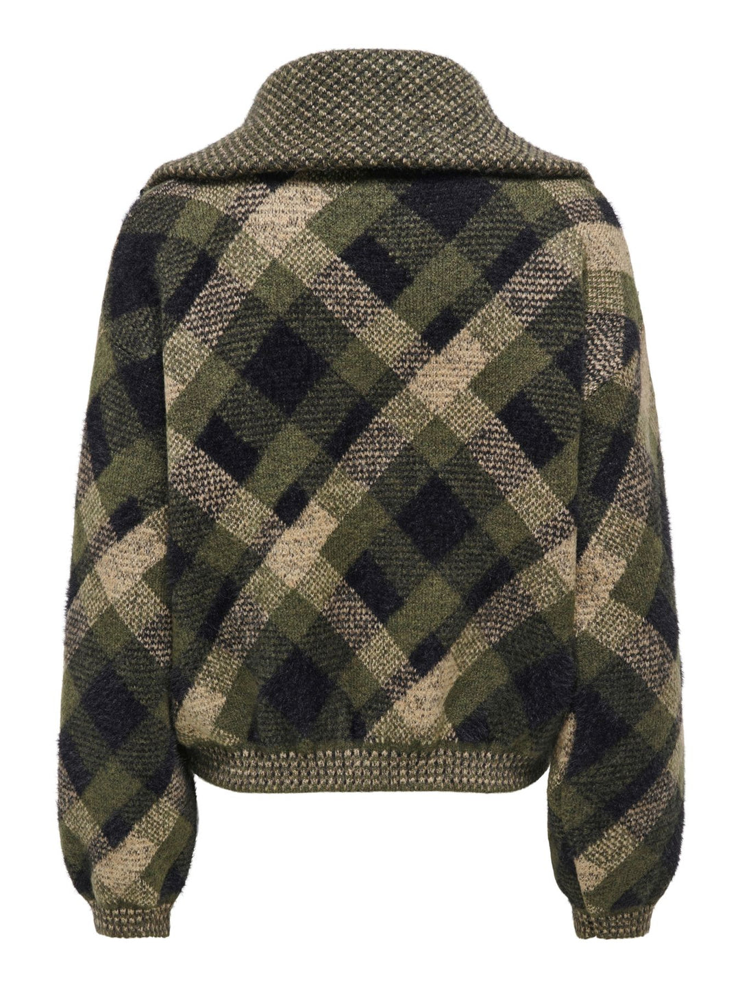 Damen Strickjacke in Forest Night mit hochgeschlossenem Ausschnitt