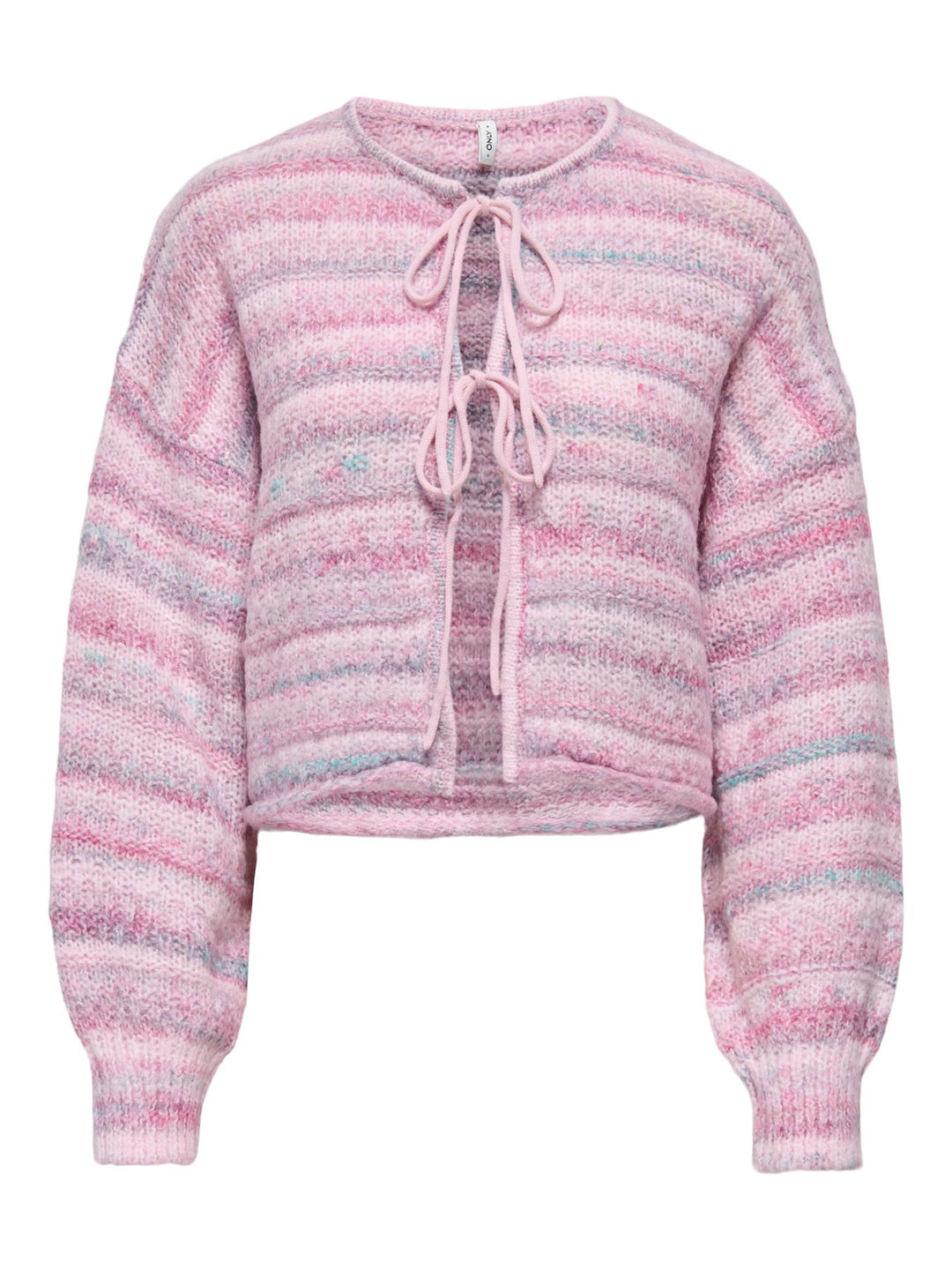 Rosa Damen Strickjacke mit Bindeverschluss & Rundhalsausschnitt