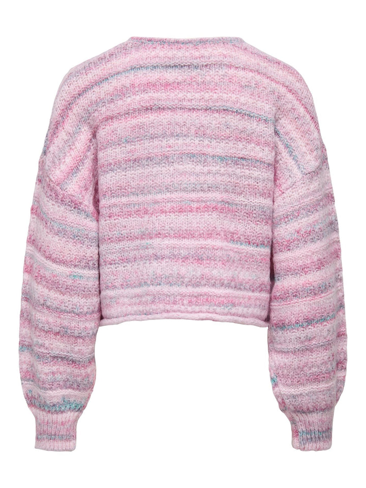 Rosa Damen Strickjacke mit Bindeverschluss & Rundhalsausschnitt